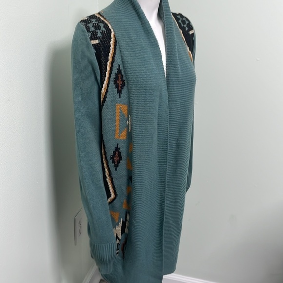 Ecoté Urban Outfitters Blue Intarsia Patterned Shawl Cardigan - Size M - Picture 6 of 12